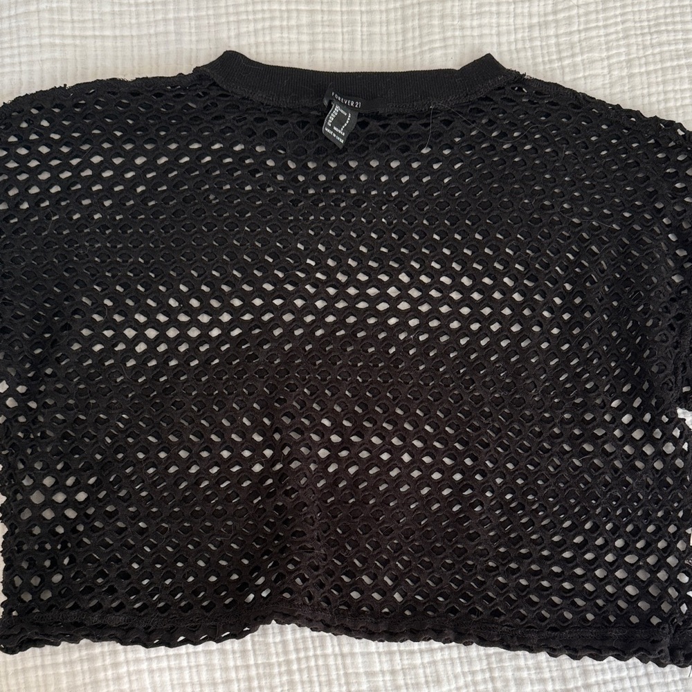 Black Mesh Crop Top